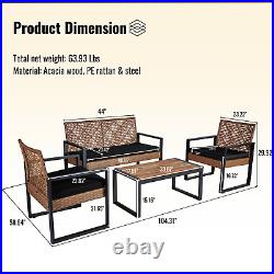 4-Piece Patio Furniture Set Outdoor Balcony Porch Garden Backyard Lawn Furniture