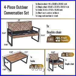 4-Piece Patio Furniture Set Outdoor Balcony Porch Garden Backyard Lawn Furniture