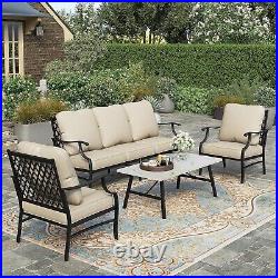 4 Piece Patio Furniture Set Outdoor Conversation Set for Lawn Garden Backyard