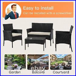 4-Piece Patio Furniture Set, Wicker Patio Conversation Furniture