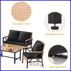 4-Piece Patio Furniture Wicker Outdoor Bistro Set Conversation Furniture Sets