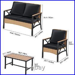 4-Piece Patio Furniture Wicker Outdoor Bistro Set Conversation Furniture Sets