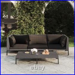 4 Piece Patio Lounge Set with Cushions Poly Rattan Dark Gray