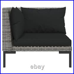 4 Piece Patio Lounge Set with Cushions Poly Rattan Dark Gray