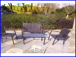 4 Piece Rattan Garden Furniture Set Chairs Sofa Table Outdoor Patio Conservator