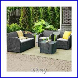 4 Piece Rattan Garden Set Furniture Chairs Sofa Table Outdoor Patio Conservatory