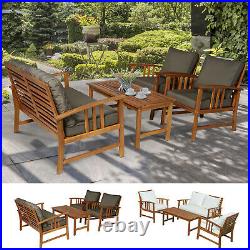 4 Piece Solid Acacia Wood Dining Sets Outdoor Patio Furniture Chat Set