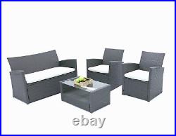 4 Pieces Outdoor Patio Furniture Sets Conversation Sets Rattan Sectional Sofa