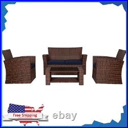 4 Pieces Outdoor Patio Furniture Sets Sectional Sofa Wicker Conversation Set