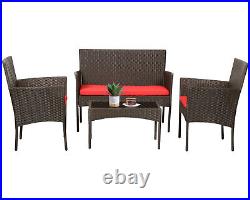 4 Pieces Patio Furniture Set Wicker Patio Conversation Set with Rattan Chair