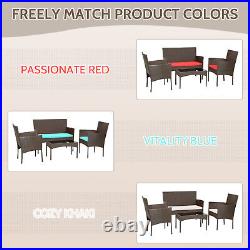 4 Pieces Patio Furniture Set Wicker Patio Conversation Set with Rattan Chair