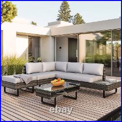 4-Pieces Patio Furniture Sets Outdoor Sectional Sofa Rattan Wicker Sofa with Table