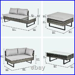 4-Pieces Patio Furniture Sets Outdoor Sectional Sofa Rattan Wicker Sofa with Table