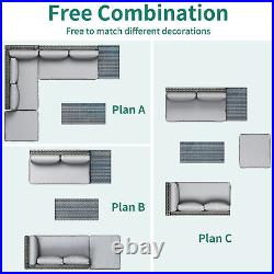 4-Pieces Patio Furniture Sets Outdoor Sectional Sofa Rattan Wicker Sofa with Table