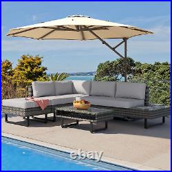 4-Pieces Patio Furniture Sets Outdoor Sectional Sofa Rattan Wicker Sofa with Table