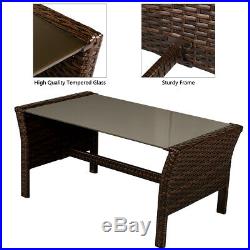 4 Pieces Patio Furniture Wicker Rattan Sofa Set Garden Coffee Table