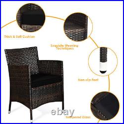 4 Pieces Rattan Patio Furniture Set Cushioned Sofa Chair Coffee Table Black