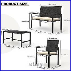 4 Pieces Rattan Patio Furniture Set Outdoor Chair Table Wicker Loveseat Sofa