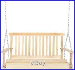 4' Porch Swing Patio Outdoor Hanging Seat Garden Chains Bench Wooden Furniture