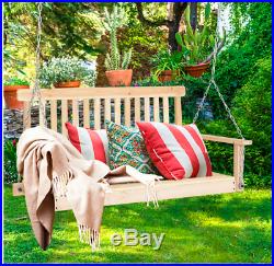 4' Porch Swing Patio Outdoor Hanging Seat Garden Chains Bench Wooden Furniture