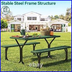 4 Seat Outdoor Resin Picnic Table Chair Bench Set Camping for Garden Yard 4.5FT