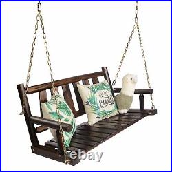4 Swing with Chains Wood Porch Natural Finish Garden Yard Patio Outdoor Furniture