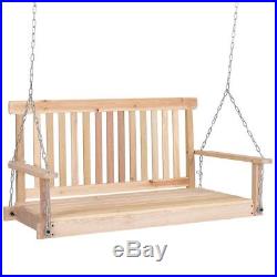 4' Wooden Home Garden Outdoor Casual Hanging Seat Chains Porch Swing Chair US