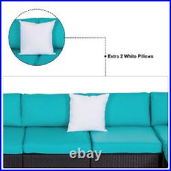 4 pcs Outdoor Patio Wicker Rattan Sofa Set Garden Couch Furniture w / 2 Pillows