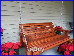 4f Handmade Southern Style Heavy Duty Cedar Porch Swing, 5ft Porch Swing, Patio