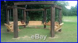 4ft Handmade Southern Style Round-Faced Redwood Stained Wood Porch Swing