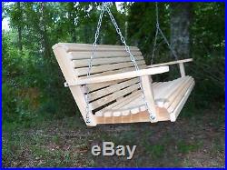 4ft Louisiana Cypress Wooden Roll Porch Swing with Hanging Hardware made in USA