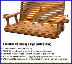 4ft Wooden Porch Swing Outdoor Patio Natural Wood Bench Hanging Garden Yard