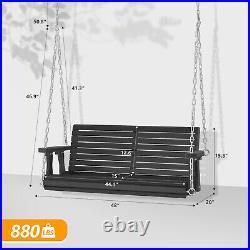 4ft Wooden Roll Bench Porch Swing with Hanging Chains for Courtyard & Garden