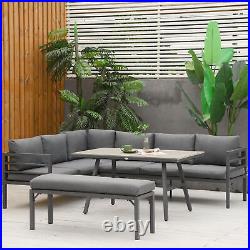 4pc 8 Seat, Outdoor Sectional Sofa Set, Coffee Table, 2 Couch, Heather Grey
