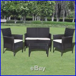 4pc Outdoor Patio Garden Furniture Set Wicker Rattan Cushioned Sofa Table Lounge