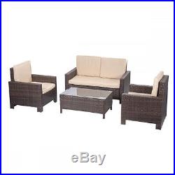 4pc PE Rattan Wicker Sofa Set Cushion Outdoor Patio Sofa Couch Furniture