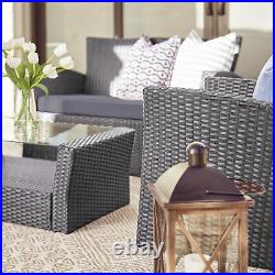 4pc PE Rattan Wicker Sofa Set Cushion Outdoor Patio Sofa Couch Furniture, Gray