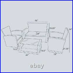 4pc PE Rattan Wicker Sofa Set Cushion Outdoor Patio Sofa Couch Furniture, Gray