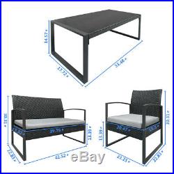 4pc Patio Wicker PE Furniture Outdoor Rattan Sofa Set Garden Lawn /w Cushions
