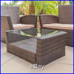 4pc Rattan Wicker Sofa Set Sectional Cushioned Furniture Outdoor Patio, Brown