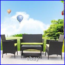 4pcs Outdoor Rattan Patio Wicker Furniture Set Garden Relax Sofa Table WithCushion
