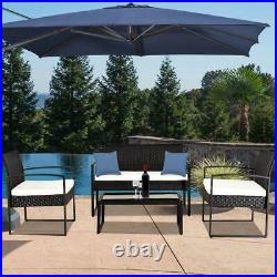 4pcs Patio Furniture Set Rattan Wicker Sectional Sofa Outside Couch Conversation