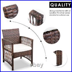 4pcs Rattan Patio Furniture Outdoor Sofa Set Cushion Seat Garden Glass Table Set