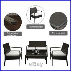 4pcs Rattan Wicker Patio Furniture Table Chairs Set Outdoor Backyard Garden