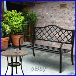 50 Patio Garden Bench Loveseats Park Yard Furniture Decor Cast Iron Frame Black