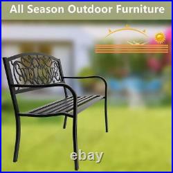 50 Patio Garden Bench Park Yard Outdoor Furniture Iron Porch Chair Loveseat New