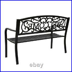 50 Patio Garden Bench Park Yard Outdoor Furniture Iron Porch Chair Loveseat New