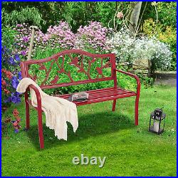 50 Patio Garden Bench Park Yard Outdoor Furniture Steel Frame Porch Chair
