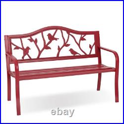 50 Patio Garden Bench Park Yard Outdoor Furniture Steel Frame Porch Chair