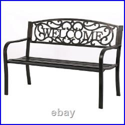 50 Patio Garden Bench Park Yard Outdoor Furniture Steel Frame Porch Chair W23